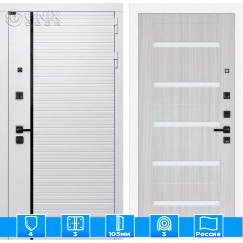 Входная дверь ROYAL 01 - Сандал белый, стекло белое