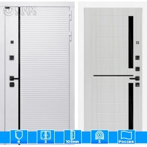 Входная дверь ROYAL 02 - Сандал белый, стекло черное