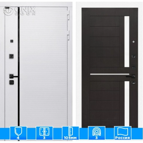 Входная дверь ROYAL 02 - Венге, стекло белое