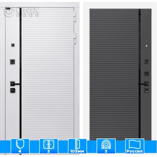 Входная дверь ROYAL 22 - Графит софт, черная вставка