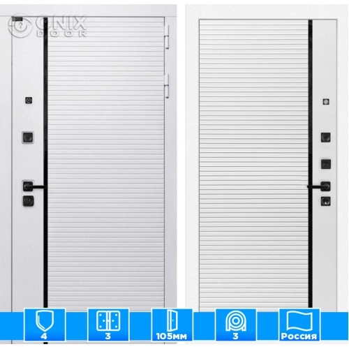 Входная дверь ROYAL 22 - Белый софт, черная вставка