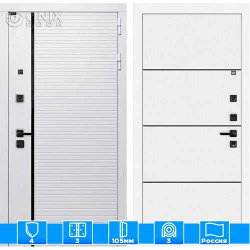 Входная дверь ROYAL 25 - Белый софт, черный молдинг