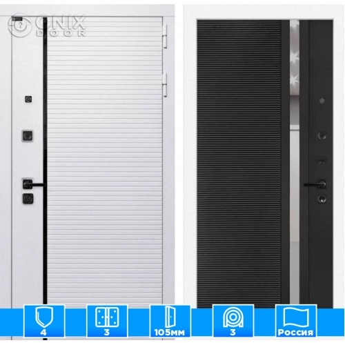 Входная дверь ROYAL 31 - Черный кварц, зеркальная вставка с тонировкой