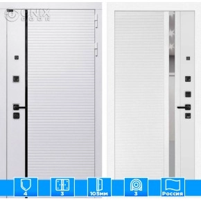 Входная дверь ROYAL 31 - Белый софт, зеркальная вставка с тонировкой