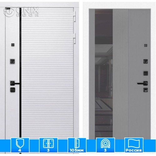 Входная дверь ROYAL с Зеркалом 32 тонированным - Серыйрельефсофт