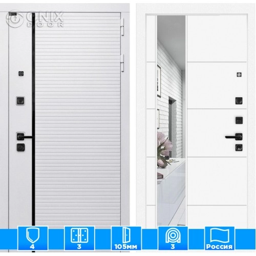 Входная дверь ROYAL с зеркалом 19 - Белый софт