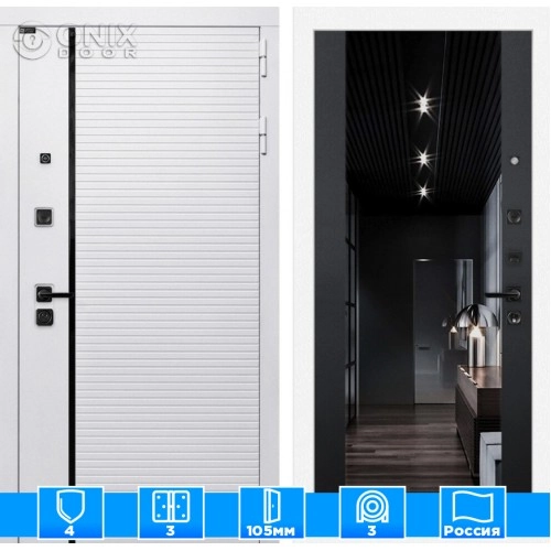 Входная дверь ROYAL с Зеркалом тонированным Максимум - Черный кварц