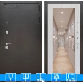 Входная дверь SILVER с Зеркалом 18 - Сандал белый