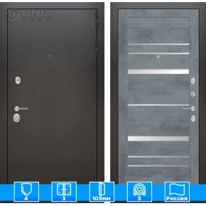 Входная дверь SILVER 20 - Бетон темный, зеркальные вставки