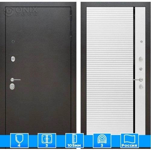 Входная дверь SILVER 22 - Белый софт, черная вставка