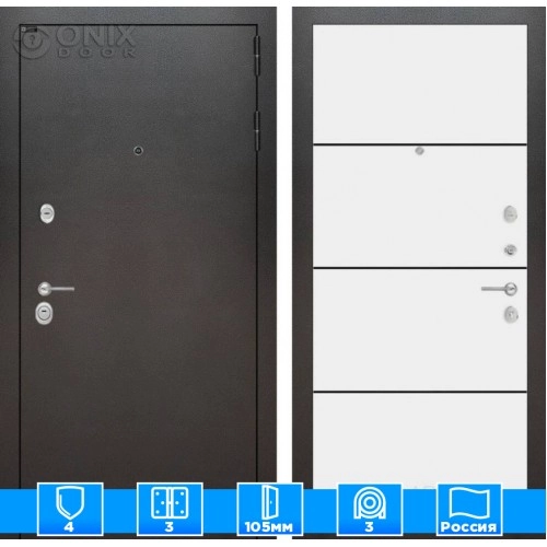 Входная дверь SILVER 25 - Белый софт, черный молдинг