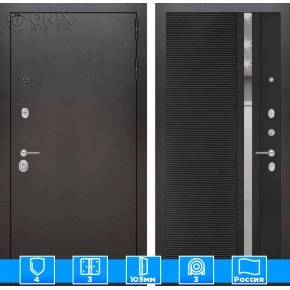 Входная дверь SILVER 31 - Черный кварц, зеркальная вставка с тонировкой