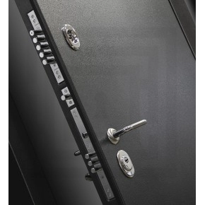 Входная дверь SILVER 31 - Черный кварц, зеркальная вставка с тонировкой