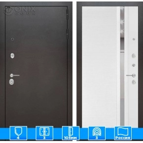 Входная дверь SILVER 31 - Белый софт, зеркальная вставка с тонировкой