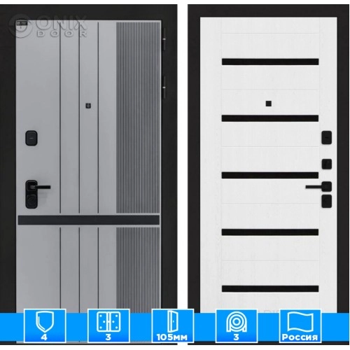 Входная дверь SKYLAB 01 - Белое дерево, стекло черное