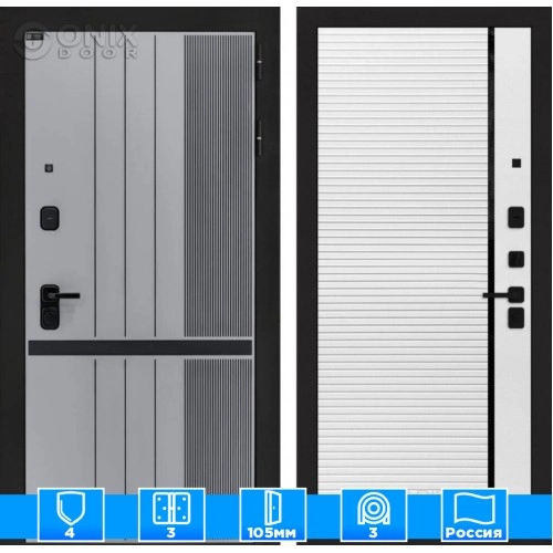 Входная дверь SKYLAB 22 - Белый софт, черная вставка