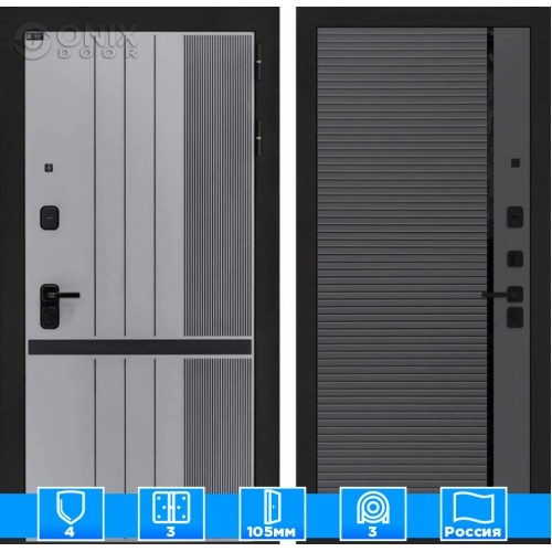 Входная дверь SKYLAB 22 - Графит софт, черная вставка
