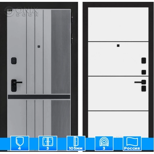 Входная дверь SKYLAB 25 - Белый софт, черный молдинг