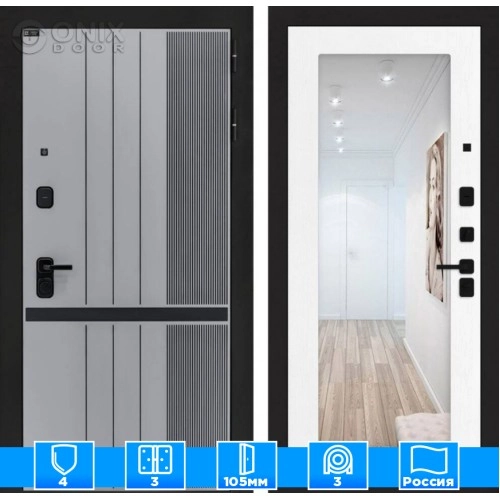 Входная дверь SKYLAB с Зеркалом 18 - Белое дерево