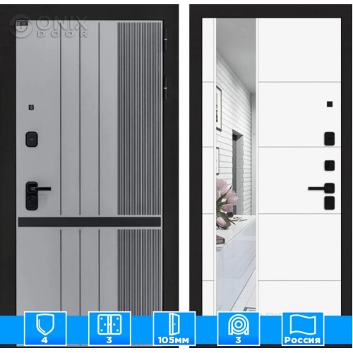 Входная дверь SKYLAB с зеркалом 19 - Белый софт