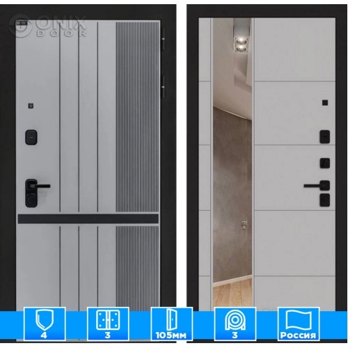 Входная дверь SKYLAB с зеркалом 19 - Грей софт