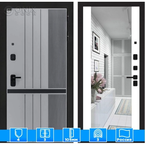 Входная дверь SKYLAB с зеркалом Максимум - Белый софт