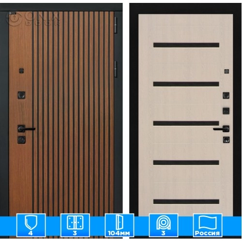 Входная дверь STORM 01 - Беленый дуб, стекло черное