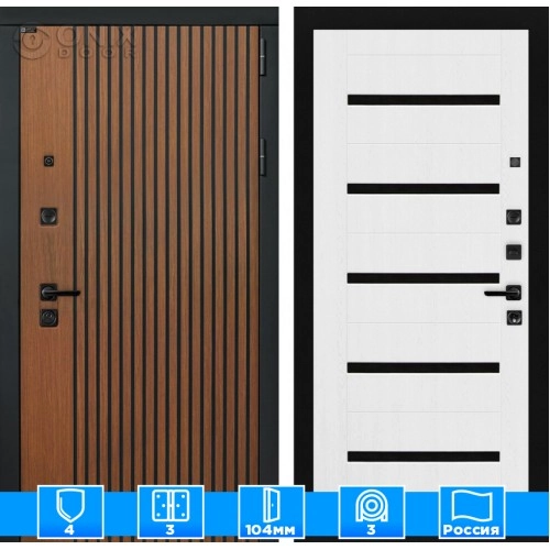 Входная дверь STORM 01 - Белое дерево, стекло черное