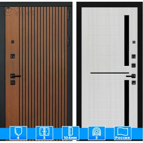 Входная дверь STORM 02 - Сандал белый, стекло черное