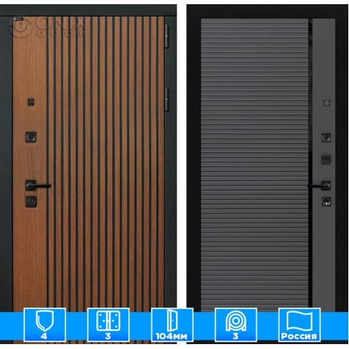 Входная дверь STORM 22 - Графит софт, черная вставка