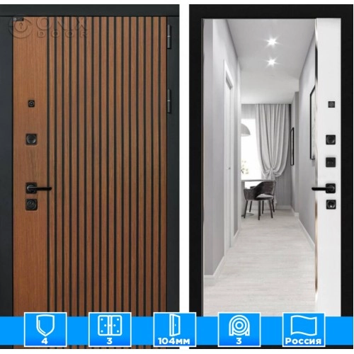 Входная дверь STORM с зеркалом Панорама - Белый софт