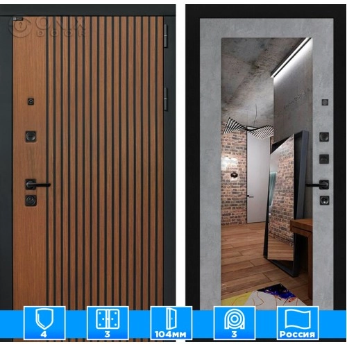 Входная дверь STORM с Зеркалом 18 - Бетон светлый