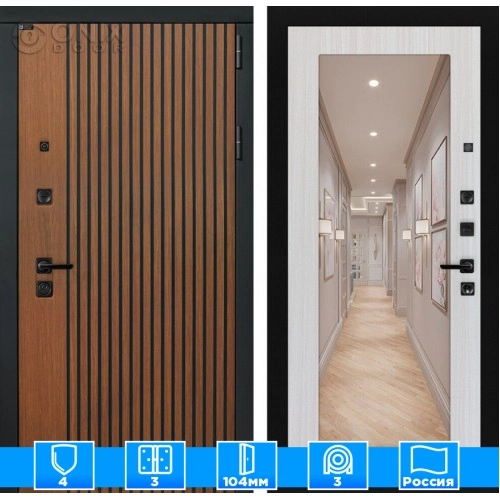 Входная дверь STORM с Зеркалом 18 - Сандал белый