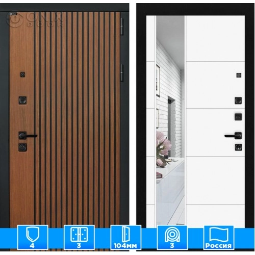 Входная дверь STORM с Зеркалом 19 -Белый софт