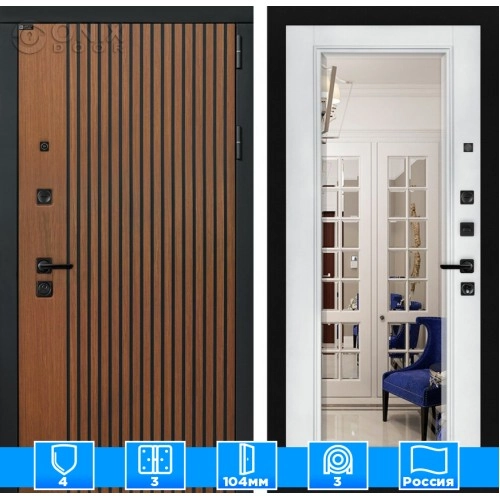 Входная дверь STORM с Зеркалом Фацет - Белый софт