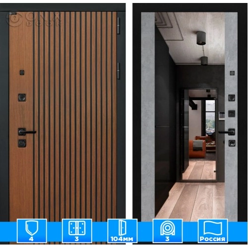 Входная дверь STORM с Зеркалом Максимум - Бетон светлый