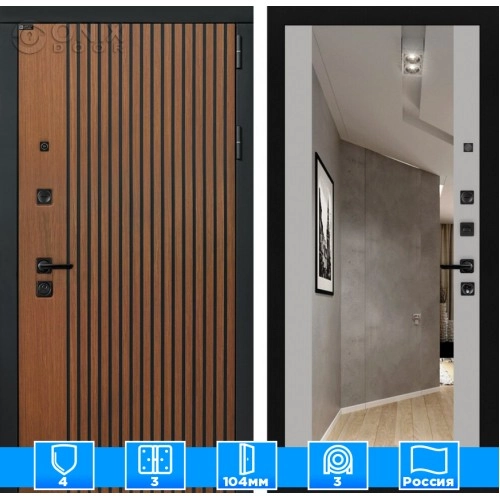 Входная дверь STORM с Зеркалом Максимум - Грей софт