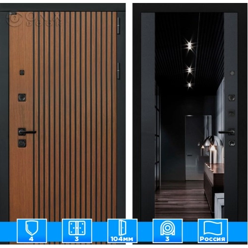 Входная дверь STORM с Зеркалом тонированным Максимум - Черный кварц