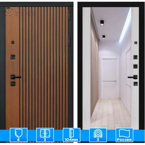 Входная дверь STORM с Зеркалом Максимум - Сандал белый