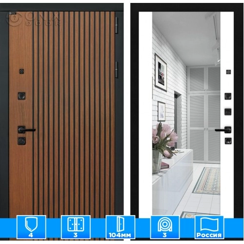 Входная дверь STORM с Зеркалом Максимум - Белый софт