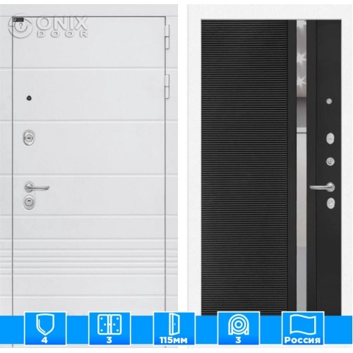 Входная дверь Трендо 31 - Черный кварц, зеркальная вставка с тонировкой