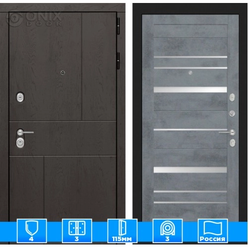 Входная дверь URBAN 20 - Бетон темный, зеркальные вставки