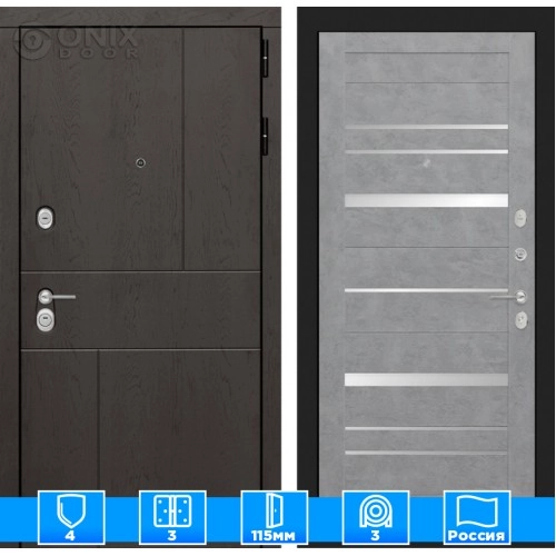 Входная дверь URBAN 20 - Бетон светлый, зеркальные вставки