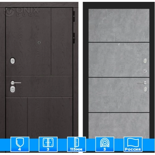 Входная дверь URBAN 25 - Бетон светлый, черная вставка