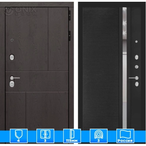 Входная дверь URBAN 31 - Черный кварц, зеркальная вставка с тонировкой