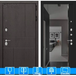 Входная дверь URBAN с зеркалом Панорама с тонировкой - Черный кварц