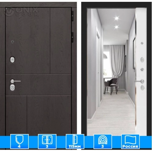 Входная дверь URBAN с зеркалом Панорама - Белый софт