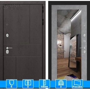 Входная дверь URBAN с Зеркалом 18 - Бетон светлый