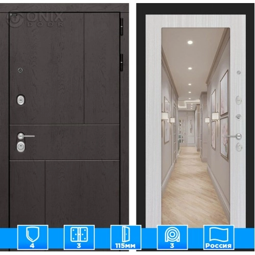 Входная дверь URBAN с Зеркалом 18 - Сандал белый