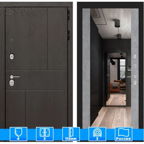 Входная дверь URBAN с Зеркалом Максимум - Бетон светлый